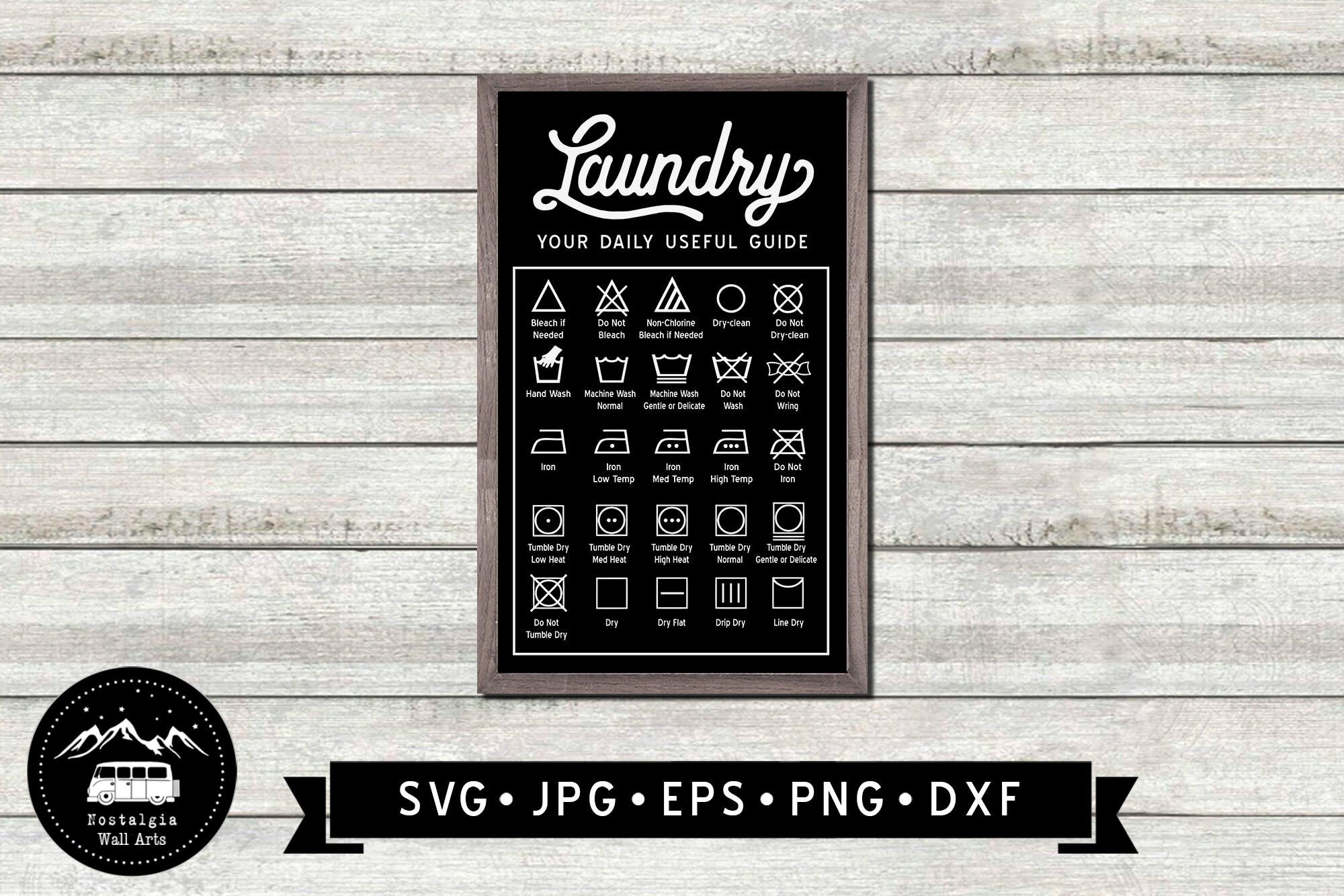 Laundry Symbols Guide SVG, Laundry Wall Sign SVG, Laundry Guide Sign ...