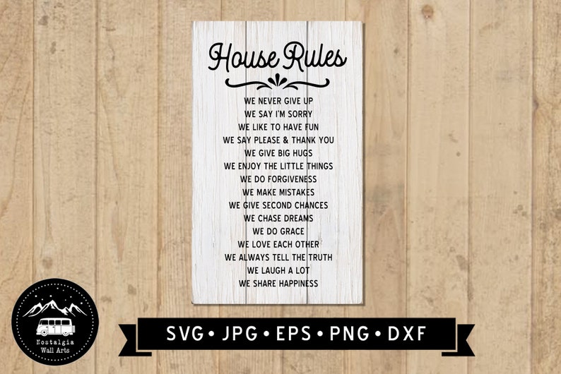 Vintage House Rules Sign SVG Vintage Farmhouse House Rules Etsy