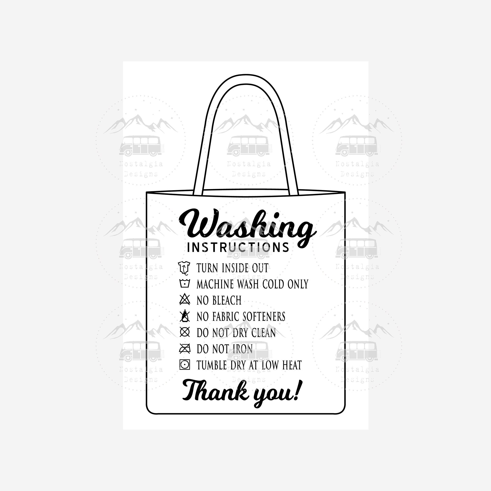 Tote Bag Care Card Svg 3 Designs Washing Instructions SVG Etsy Hong Kong