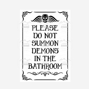 Funny Bathroom Sign SVG, Do Not Summon Demons Sign, Funny Halloween SVG, Halloween Sign DIY, Bathroom Printable, Bathroom svg, Digital image 4