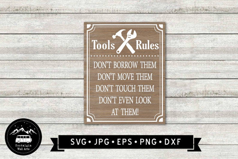Garage Tools Rule Sign SVG, Funny Garage Sign SVG, Garage Printable ...