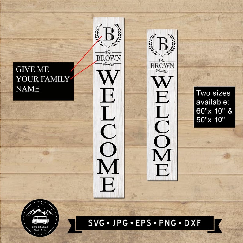 Download Custom Family Name Welcome Sign SVG Monogram Wreath Front ...