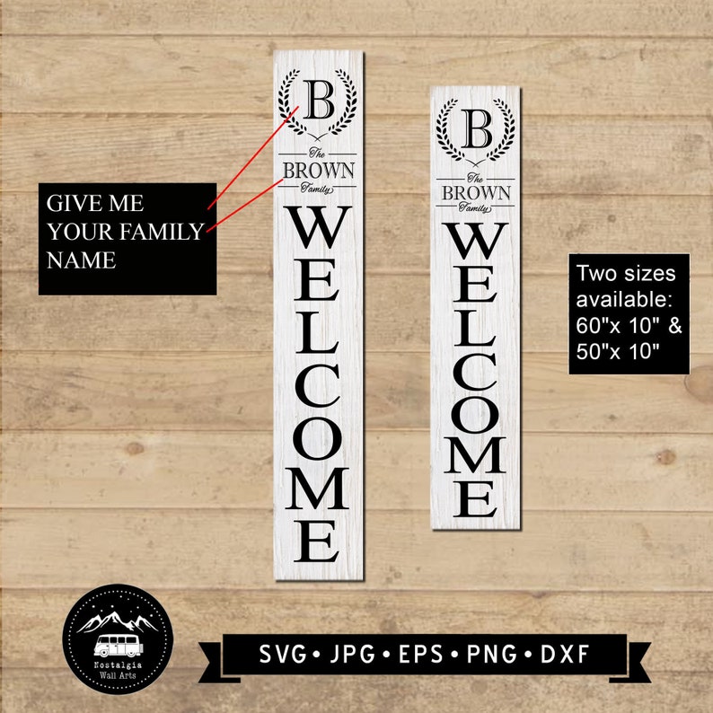 Custom Family Name Welcome Sign SVG Monogram Wreath Front ...
