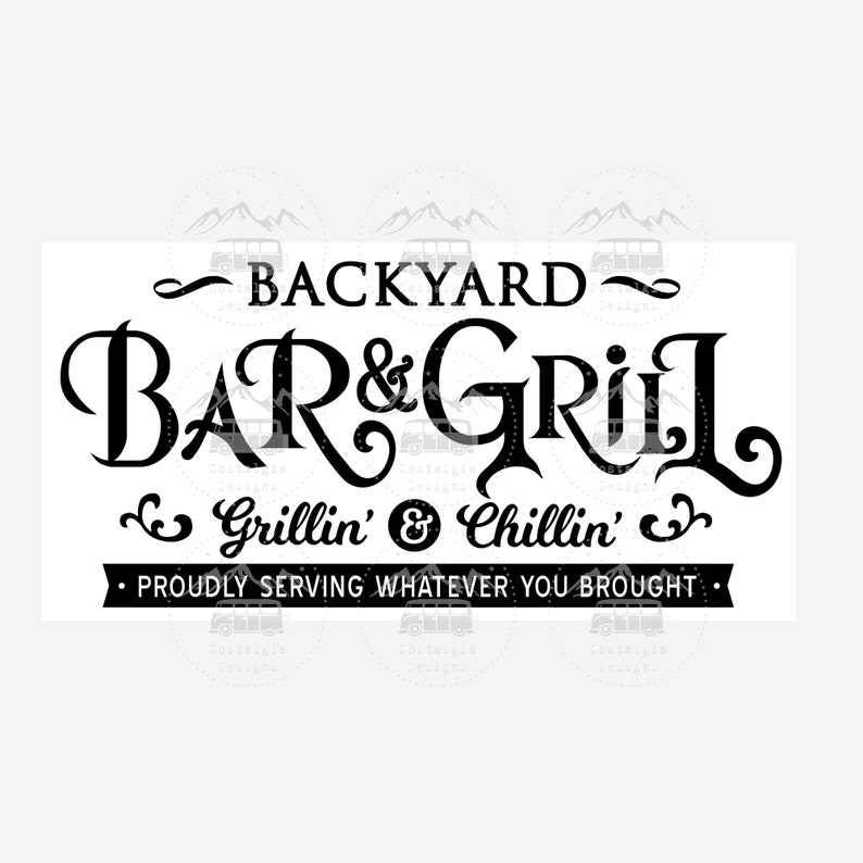 Backyard Bar and Grill Sign SVG, Backyard Sign DIY, Vintage Patio Sign SVG, patio welcome sign, Barbeque Graphic, Cricut, Digital Download image 4
