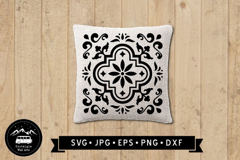 Moroccan Tile Pattern SVG, Farmhouse Tile SVG, Pillow Designs, Geometric Pattern svg, Cricut, Silhouette File, Cricut, DIgital Download image 2