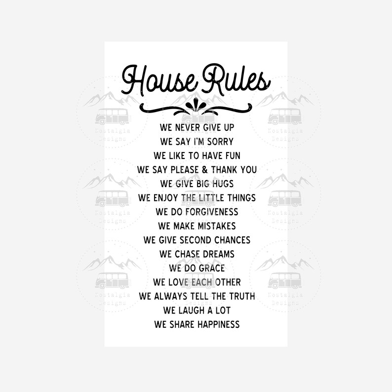 Vintage House Rules Sign SVG Vintage Farmhouse House Rules | Etsy