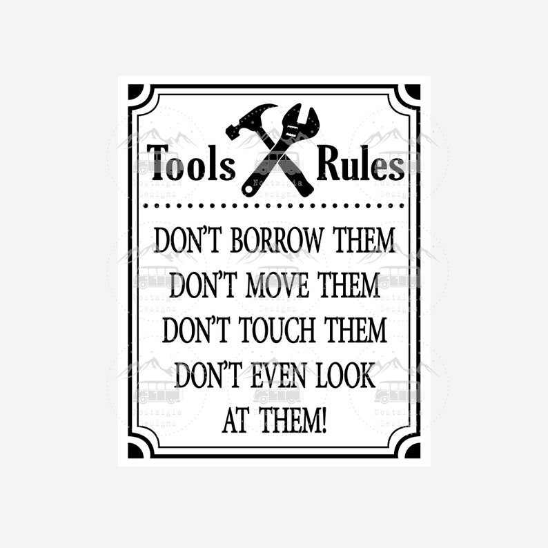 Garage Tools Rule Sign SVG, Funny Garage Sign SVG, Garage Printable ...