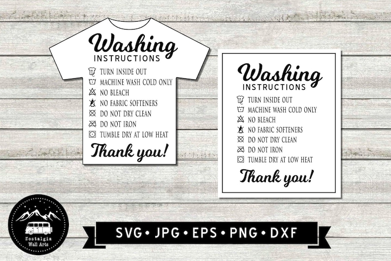 Download Washing Instructions SVG 2 Designs Resizable T-Shirt Care | Etsy