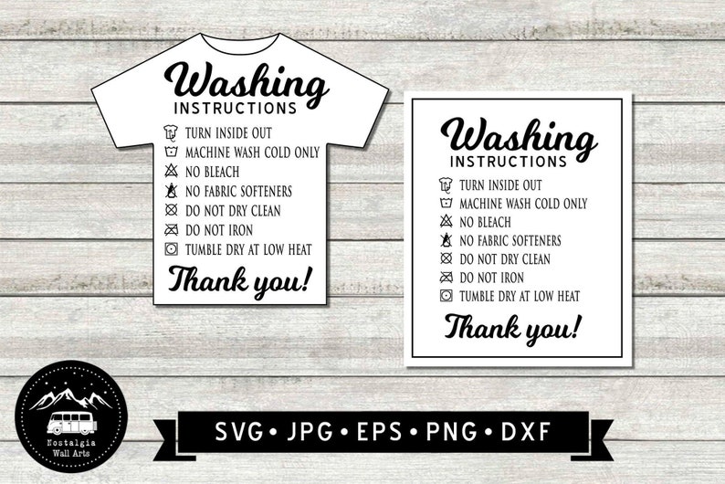 Download Washing Instructions SVG 2 Designs Resizable T-Shirt Care | Etsy