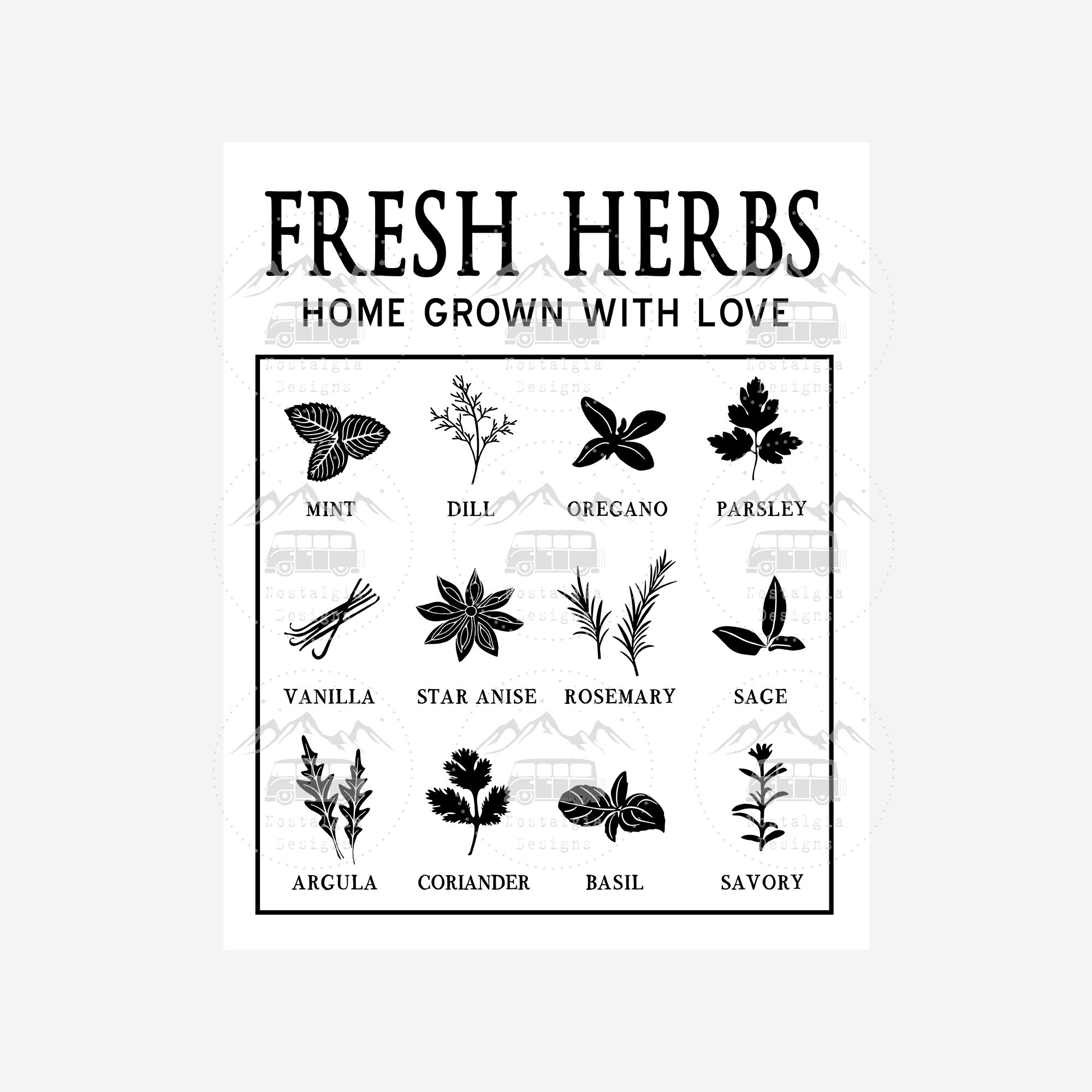 Fresh Herbs Sign SVG Herb Garden Sign DIY Home Grown With Etsy