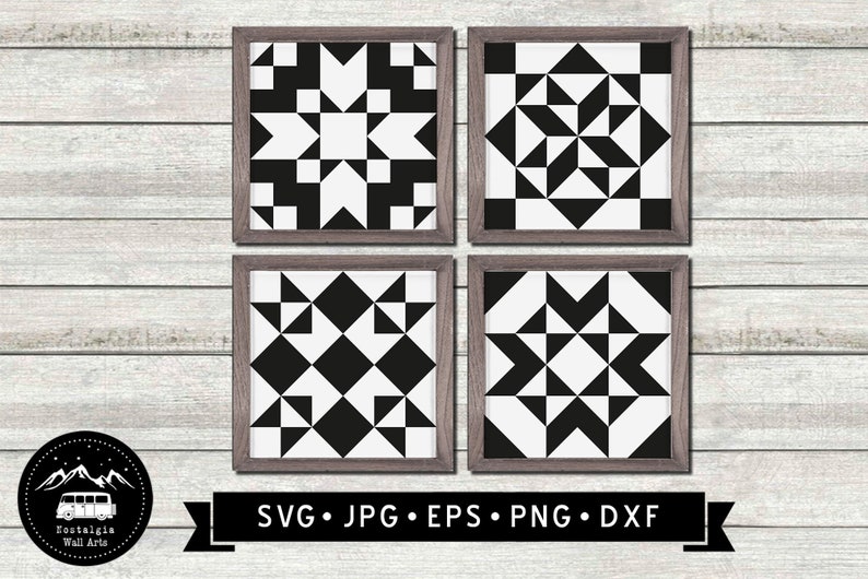Quilt Block Bundle 4 Designs Barn Quilt Svg Quilt Pattern Etsy