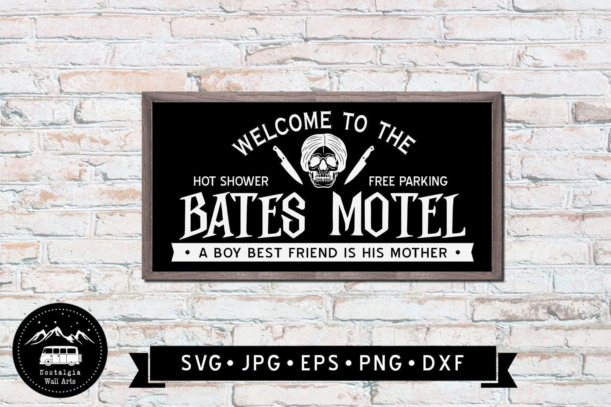 Welcome To Bates Motel SVG, Funny Halloween Sign, Psycho SVG, Horror Movie SVG, Horror Printable, Skull Graphic, Cricut, Digital Download