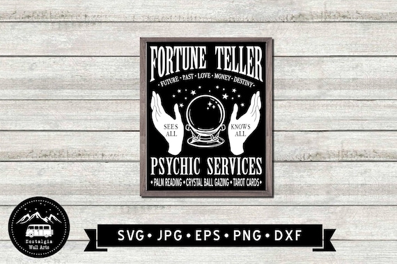 Fortune Teller Sign SVG, Psychic Services SVG, Vintage Halloween Sign SVG,  Palm Reading, Crystal Ball Graphic, Cricut, Digital Download - Etsy
