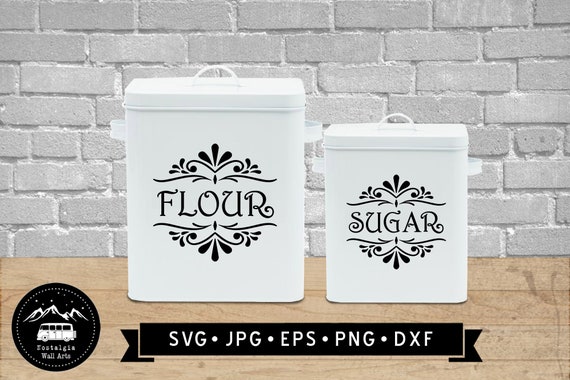 Coffee, Tea, Flour, Sugar SVG for canisters, Vintage Farmhouse SVG, Decal, Pantry Labels, Kitchen Canisters Decal Labels, SVG, Cricut