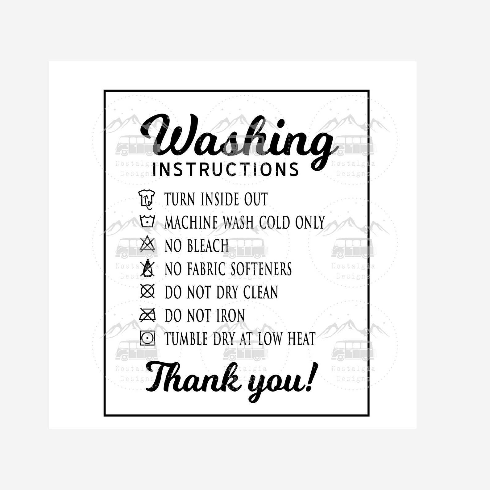 Washing Instructions SVG 2 Designs Resizable T shirt Care Etsy UK