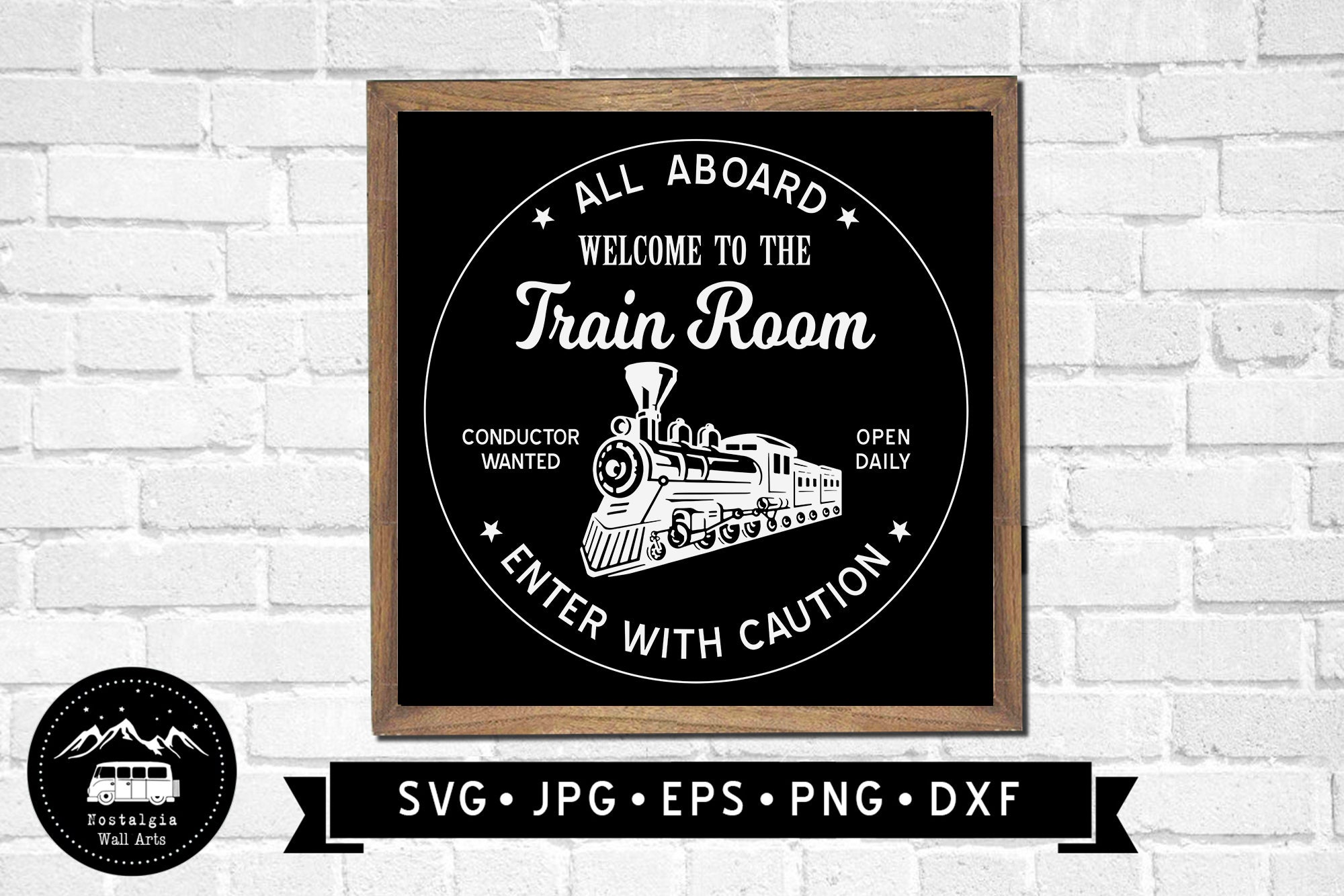 Train Room Sign SVG, Round Train Sign Printable, Game Room Sign DIY ...