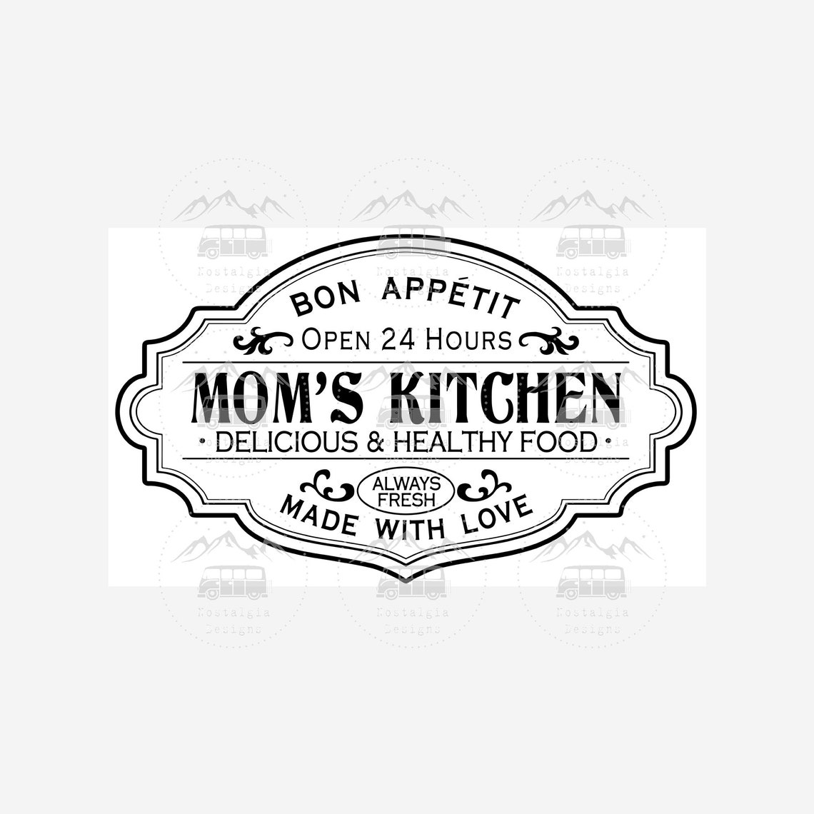Mom's Kitchen Sign SVG Kitchen Art SVG Vintage Sign SVG Etsy