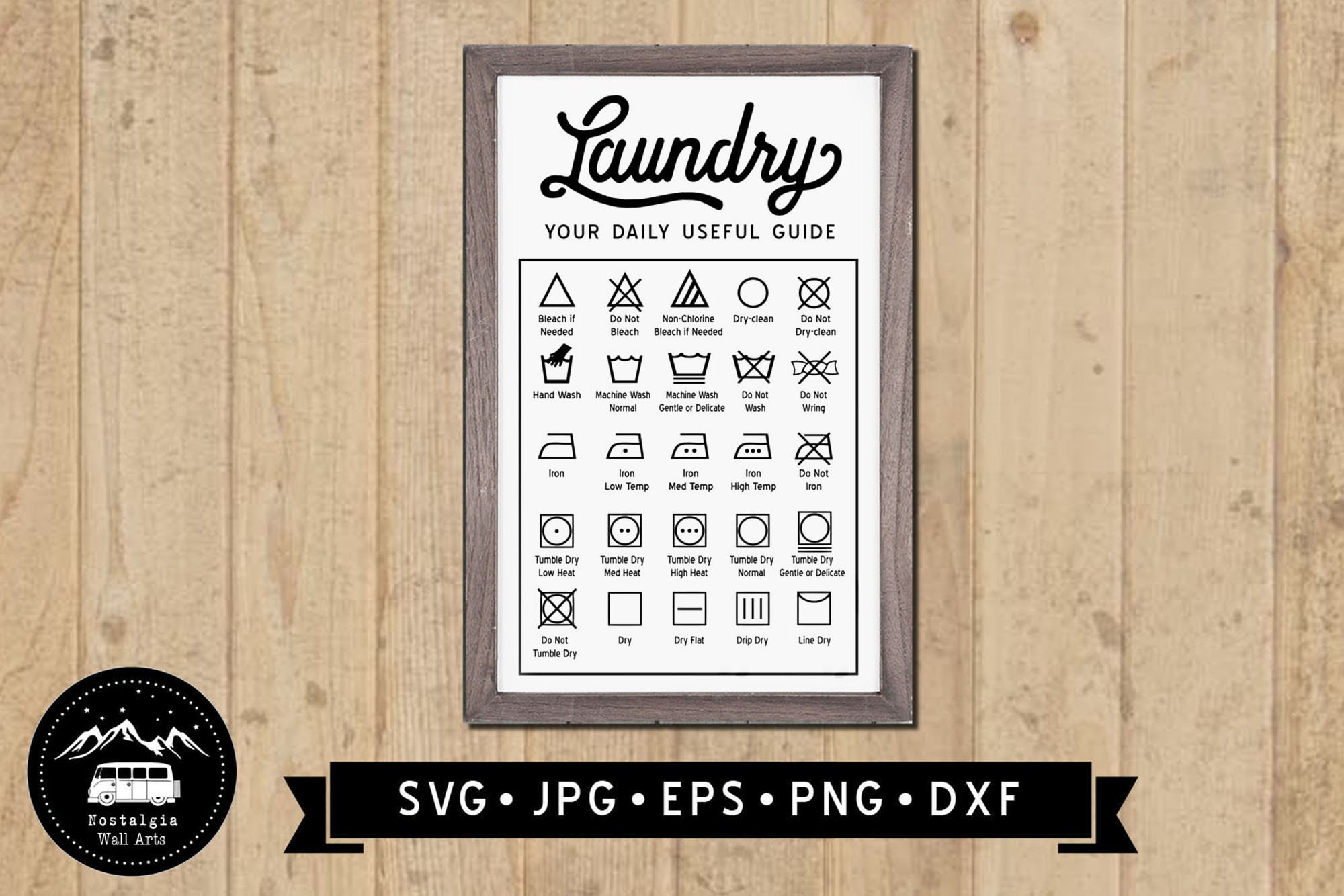 Laundry Symbols Guide SVG, Laundry Wall Sign SVG, Laundry Guide Sign ...