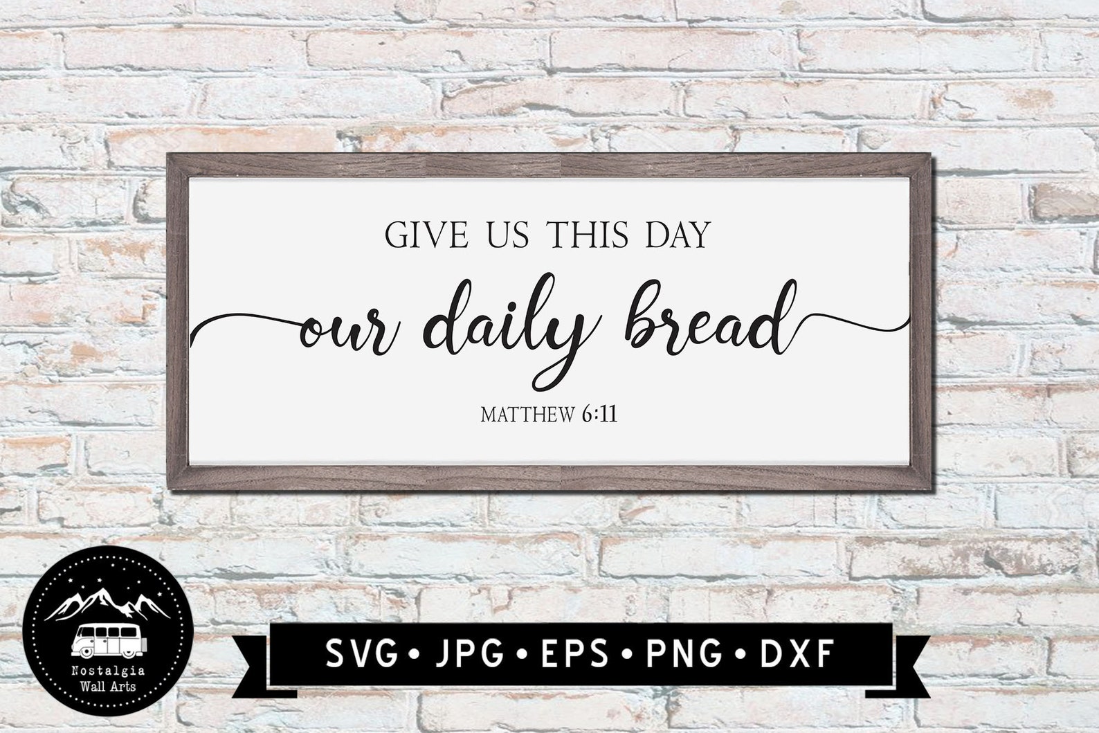 thumbnail image 2 of Give Us This Day Our Daily Bread Sign Wooden Wreath Sign 2 of 11