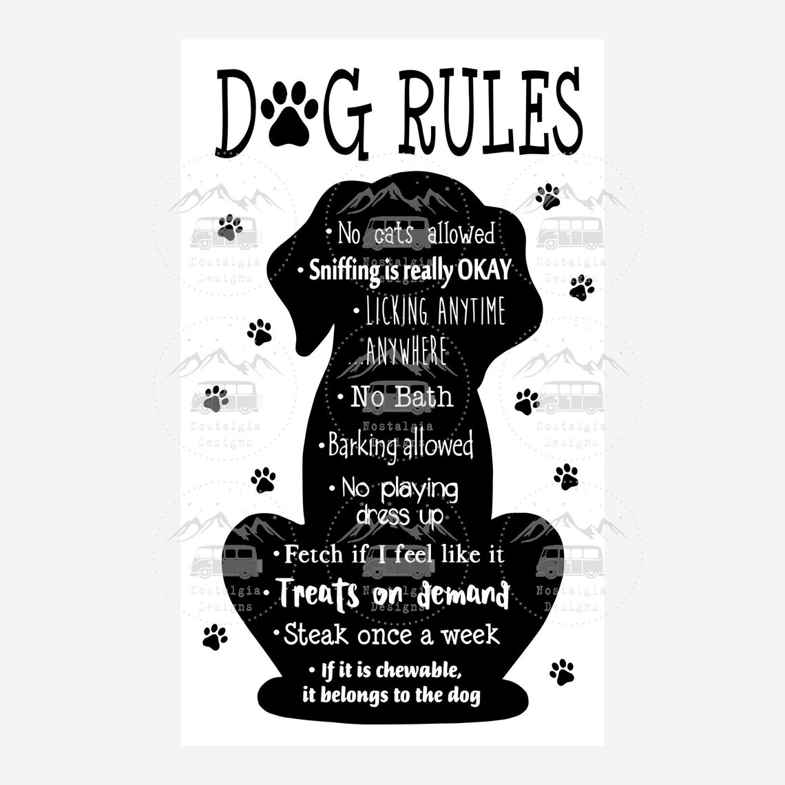 Funny Dog Rules SVG Funny Pet Sign Svg Dog Silhouette Paws Etsy Finland
