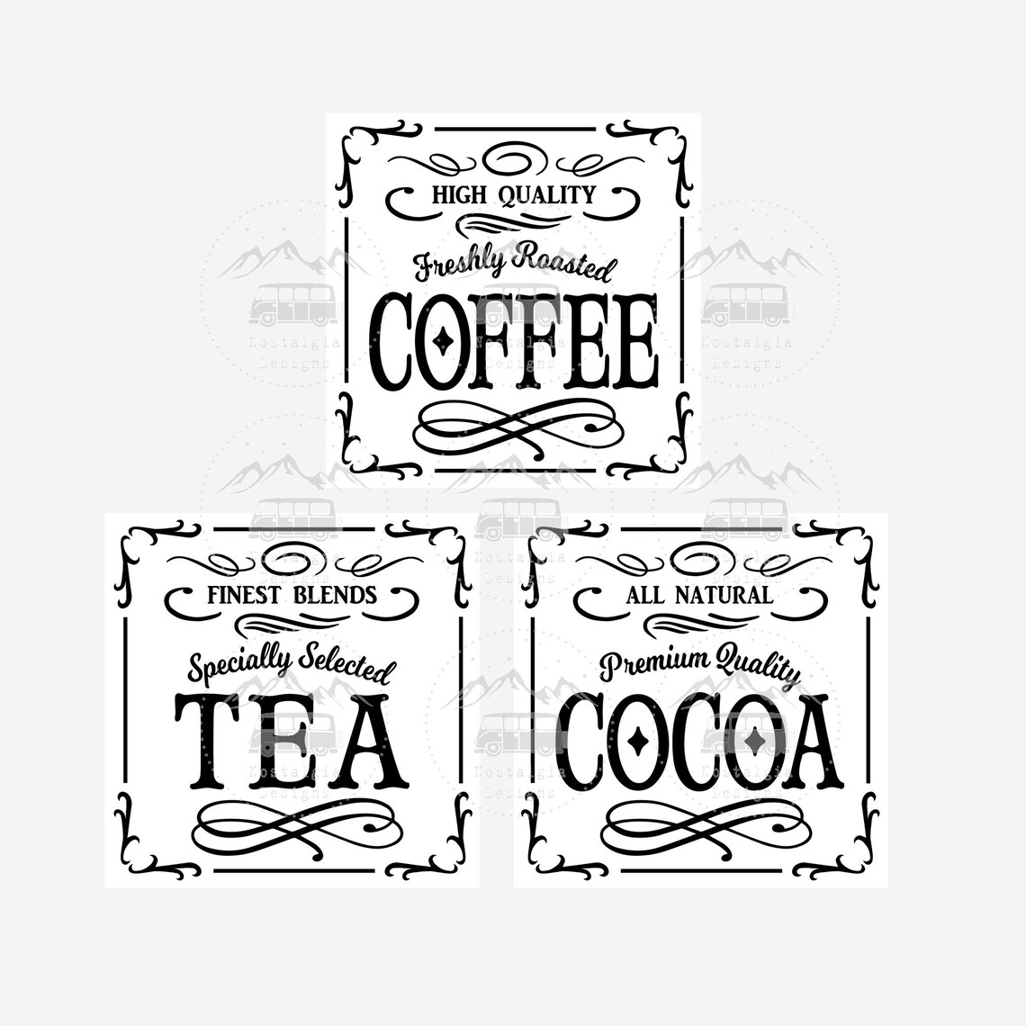 Coffee Tea Coca SVG for Canisters Drinks Labels Vintage Etsy