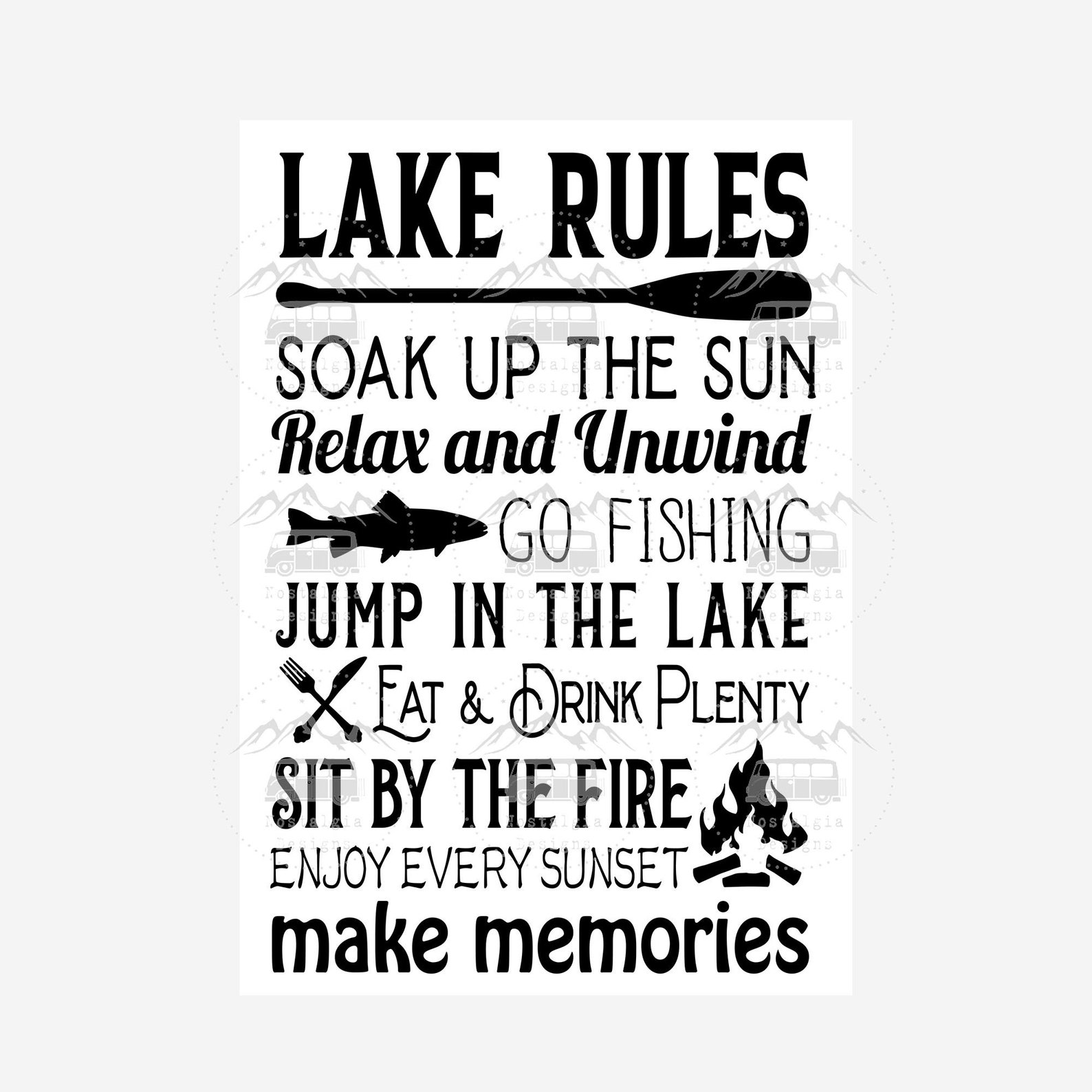 Lake Rules Sign SVG Vintage Lake Wall Sign Lake Sign DIY Etsy