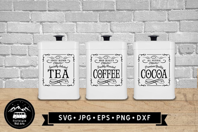 Coffee Tea Coca SVG for Canisters Drinks Labels Vintage Etsy
