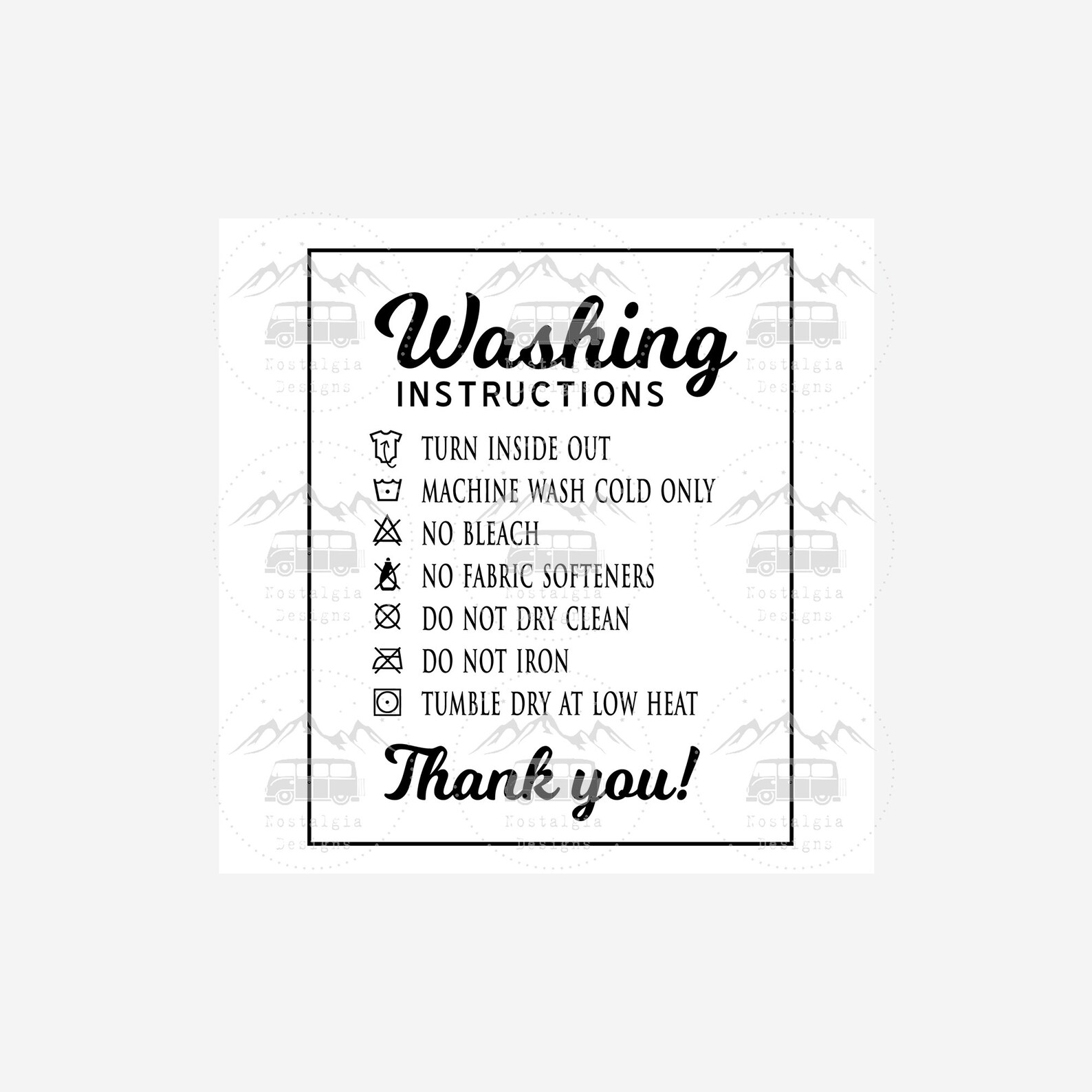 Tote bag Care Card svg 3 Designs Washing Instructions SVG Etsy
