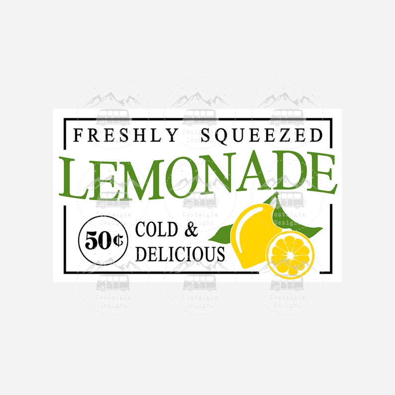 Freshly Squeezed Lemonade Wall Sign Lemon Art svg Vintage Etsy