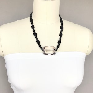 Statement Black Bead Necklace: Chunky Acrylic Stone Necklace