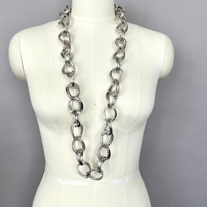 Long Silver Chain Necklace: Modern Punk Statement Jewelry
