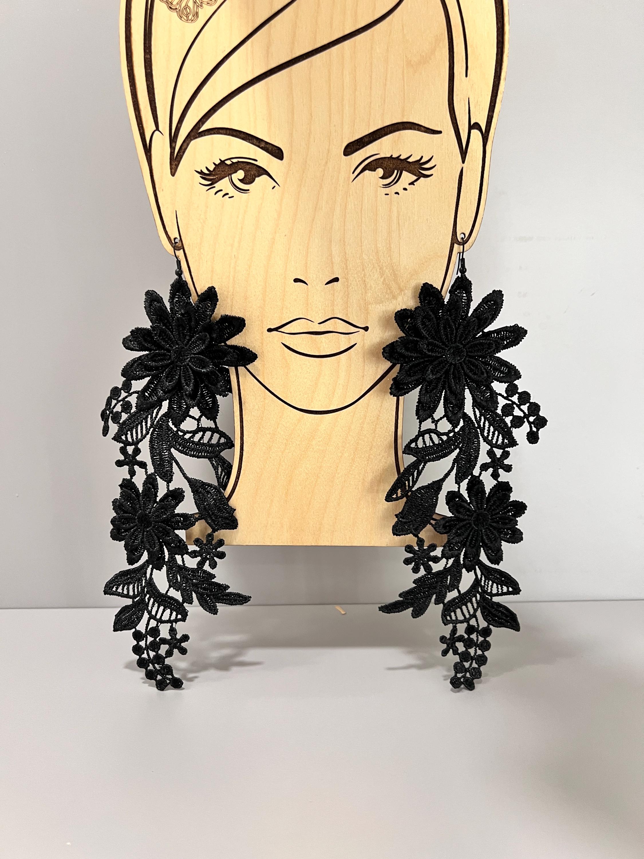 Black Lace Earring - Etsy