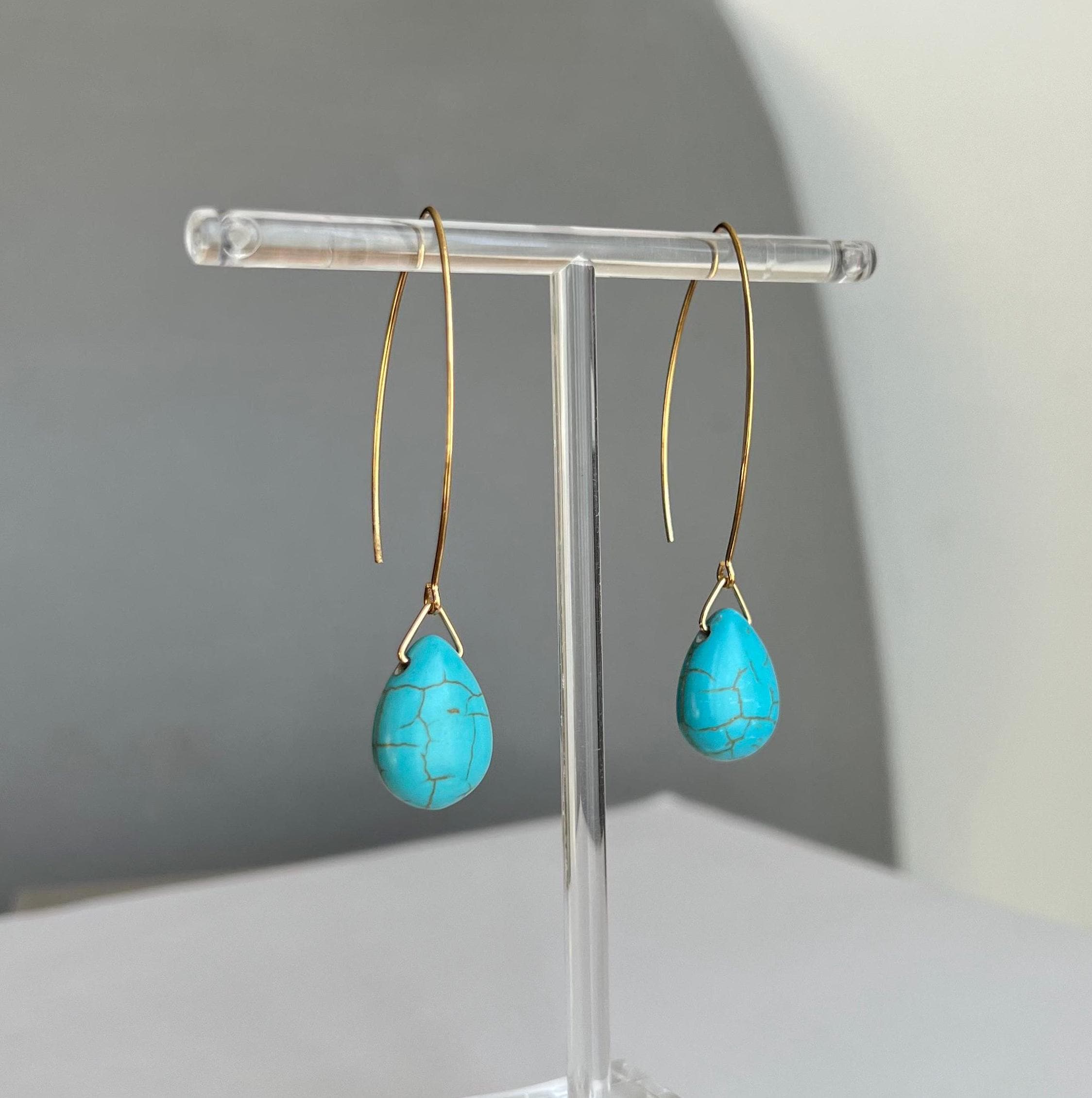 Turquoise teardrop earrings, minimalist earrings, everyday dangle earrings, turquoise drop earrings, bridesmaids earrings, gift for her