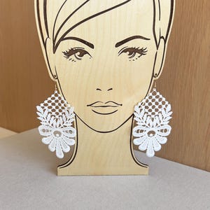 Bridal lace earrings, statement white earrings, weddings lace earrings, lightweight earrings, boho bridal earrings, gift for her