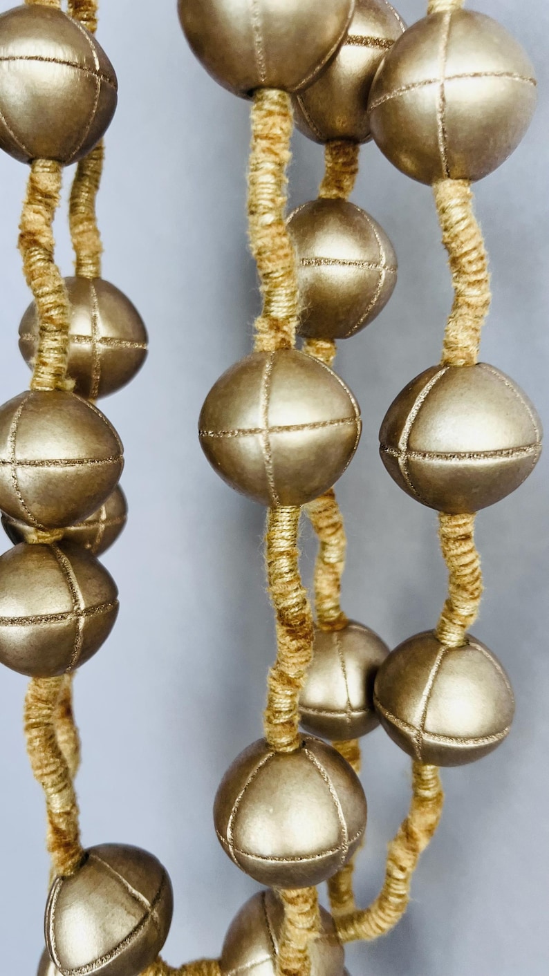 Statement Gold Wood Beads Necklace | Long Layered Necklace | Boho Chic Jewelry | Bold Wooden Bead Necklace | Gift for Her image 5