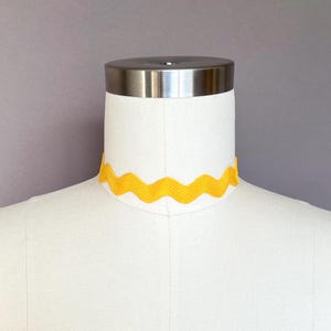 Yellow wave ribbon choker, fun choker, statement choker, modern choker, minimalist necklace, casual choker, ribbon choker, gift for her