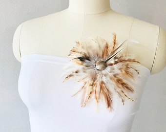 Feather Brooch, Statement Corsage, Party Accessory, Rooster Brooch, Gift For Her, Feather Pin, Gift Accessory