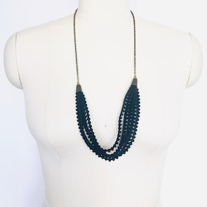 Navy blue necklace, modern necklace, rope design necklace, minimalist necklace, textile necklace, contemporary necklace, gift for her, gifts