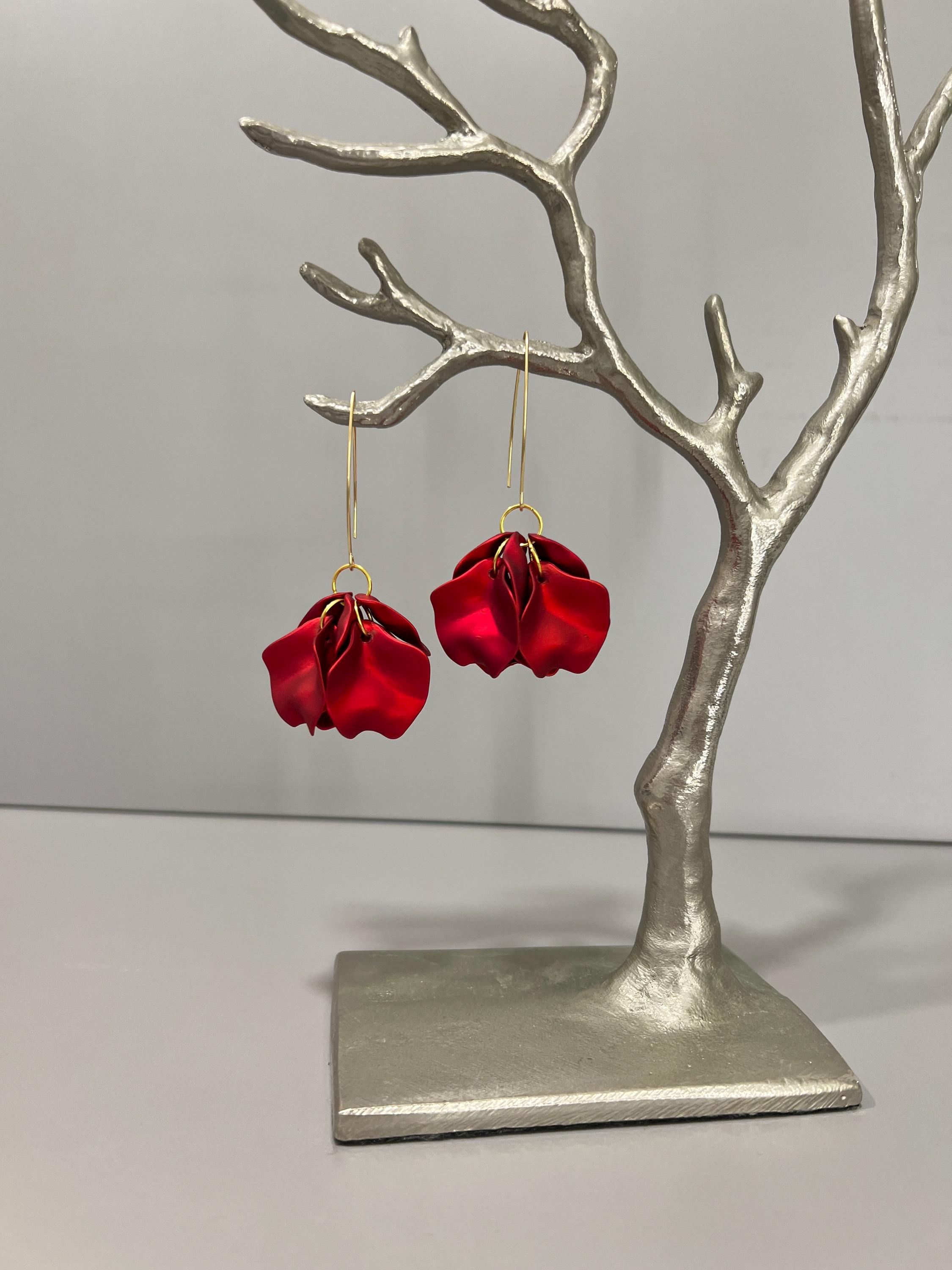 Flower Long Dangle Drop Earrings For Women Wedding Bridal Party White Red Big Petal Korean Earrings Statement Jewelry