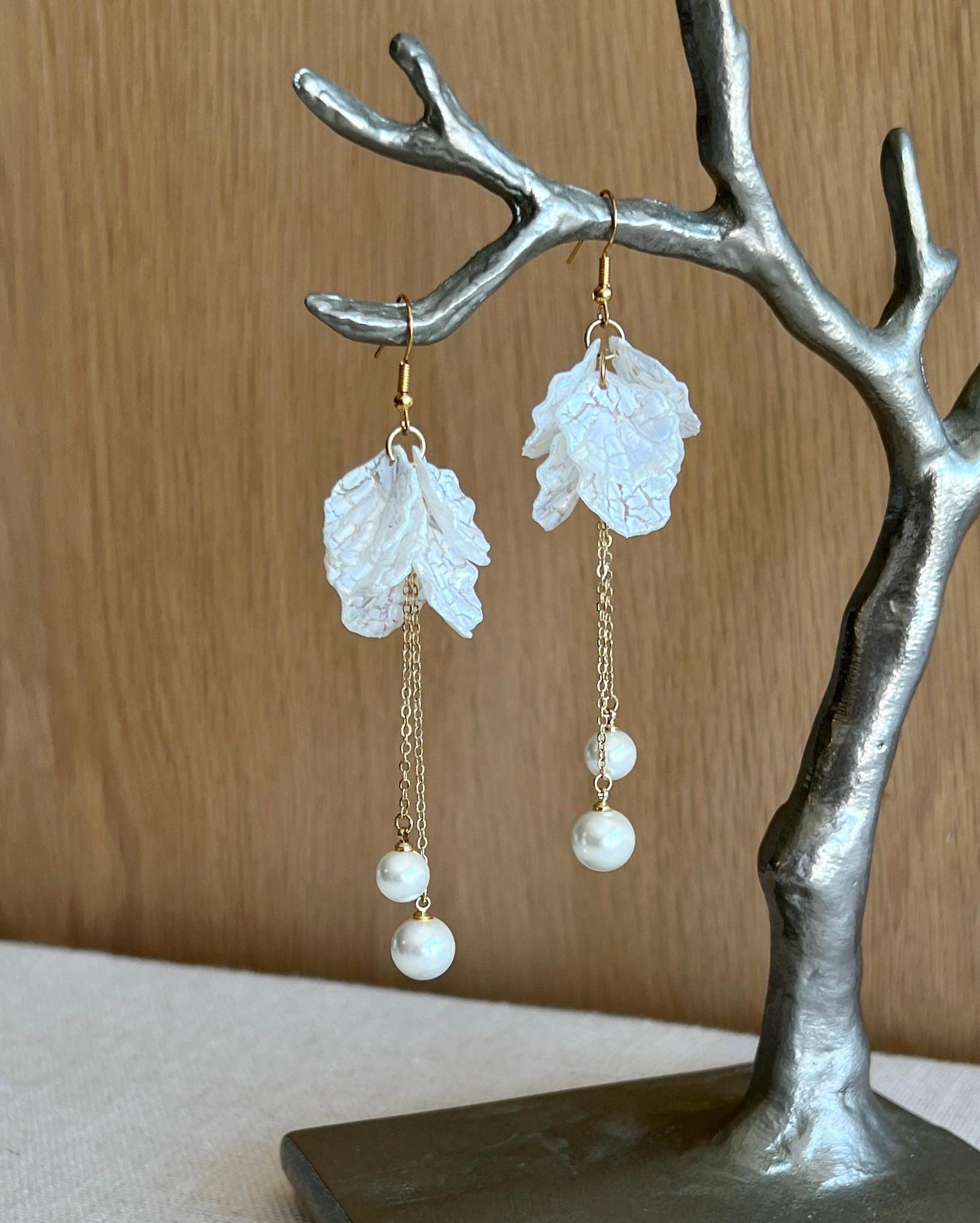 Pearl Drop Earrings, Pearl Bridal Earrings, Pearl Wedding Earrings – Sarina Jewelry