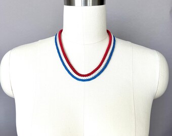 4th of July Rope Choker: Red, White, and Blue Patriotic Necklace