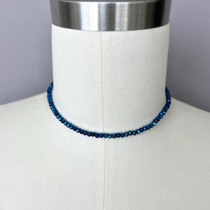 Blue crystal choker, sparkly faceted beads necklace, iridescent crystal choker, gift for her, elegant jewelry, Czech beads sparkle choker