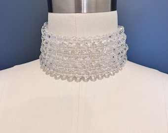 Elegant Clear Acrylic Beaded Choker: Bridal Statement Necklace