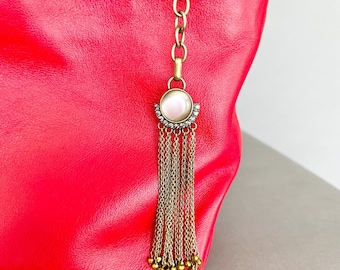 Crystal Tassel Purse Charm: Boho Gold Chain Bag Accessory