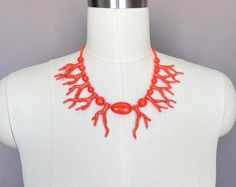 Orange Acrylic Statement Necklace: Chunky Costume Jewelry