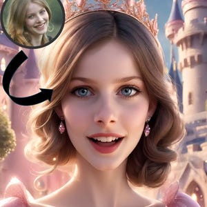 Custom Portrait From Photo 3D Personalized photo Disney princess design Digital file