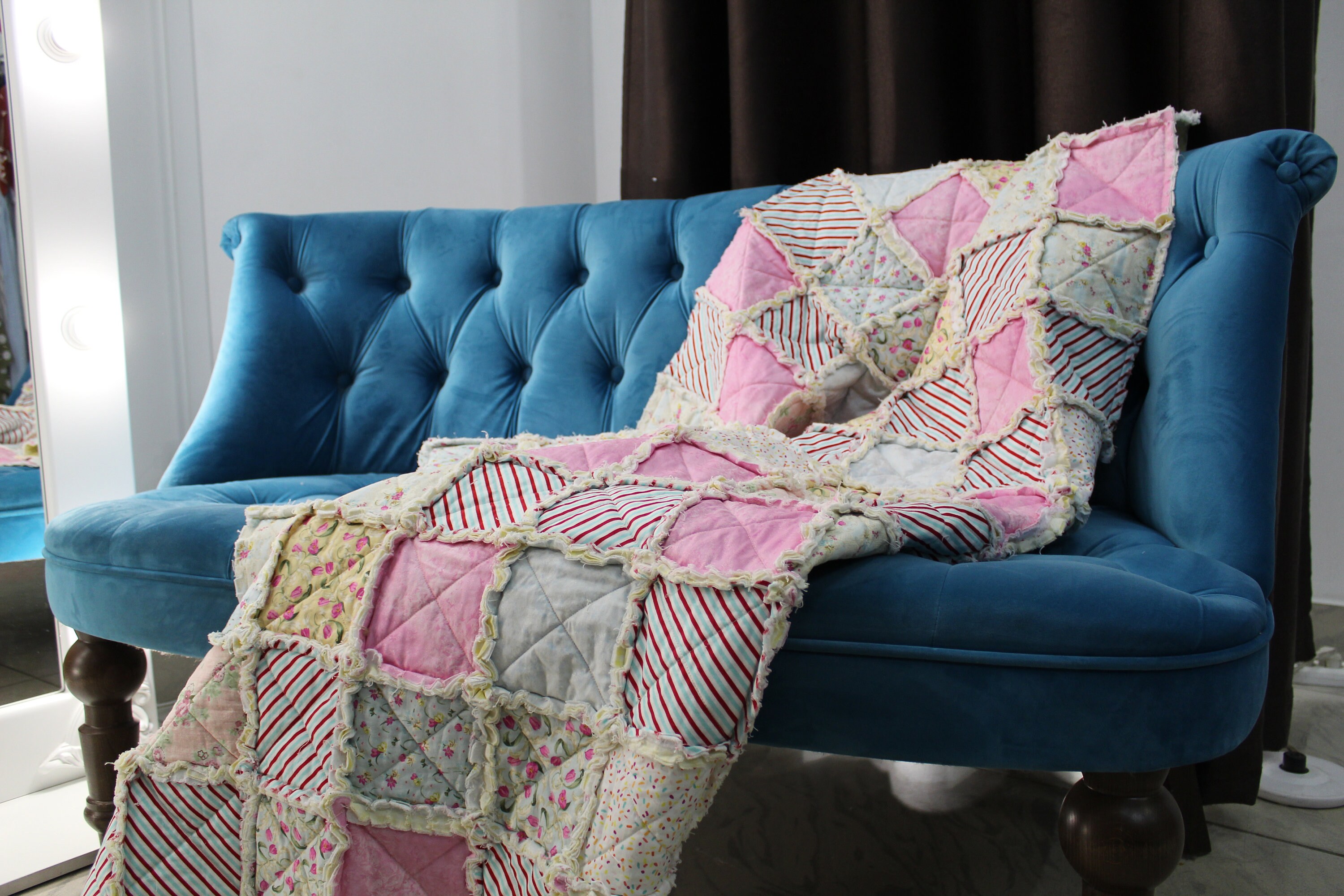 Handmade designer cotton patchwork quilt with bright colors Etsy