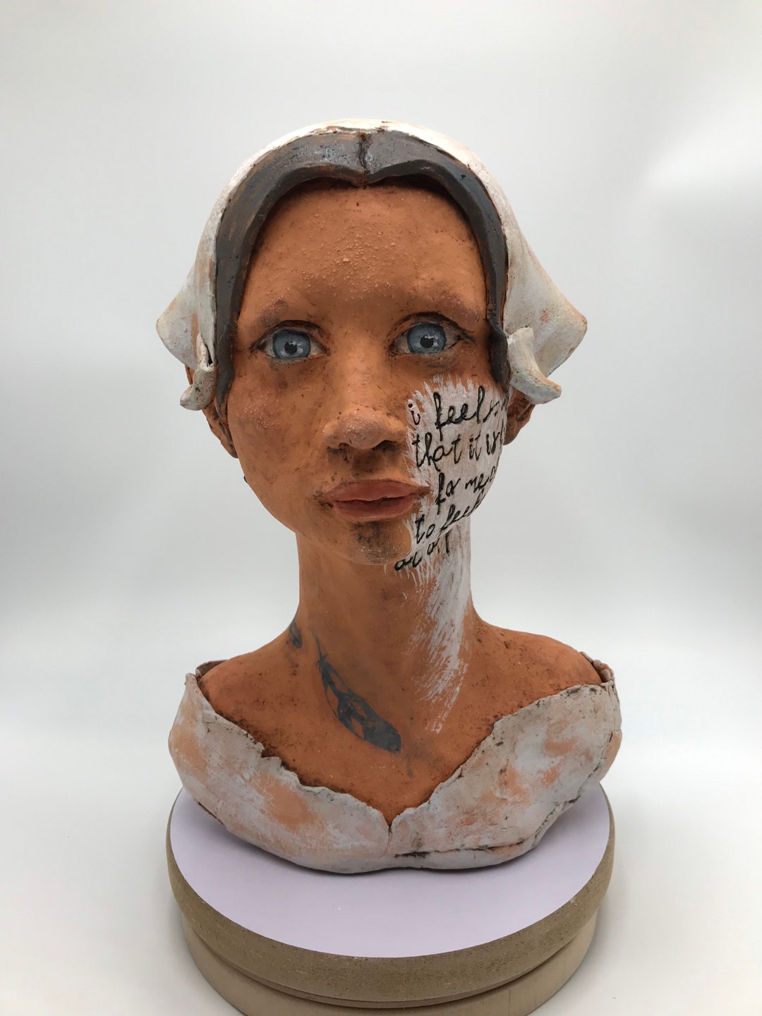 Female Statue Female Statue With Text Bust Feathers Etsy