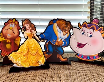 NEW Beauty and the Beast centerpieces, Belle, standees, table decor,party, birthday,theme, rose, cake topper, decorations, table, beast, cup