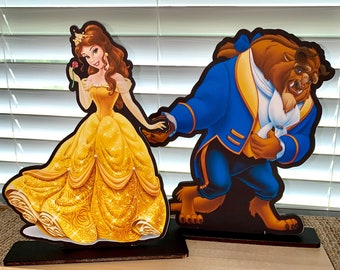 Beauty and the Beast centerpieces, party, Belle, standees, table decor, birthday, theme, cutouts, topper, decorations, table, beast
